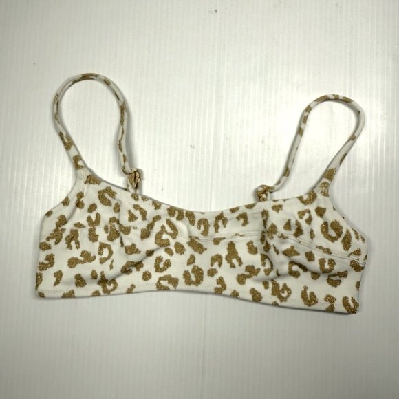 Solid & Striped Elsa Gold Leopard Beachy Sexy Swimsuit Bikini Top Size S - Picture 8 of 10